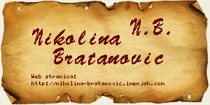 Nikolina Bratanović vizit kartica